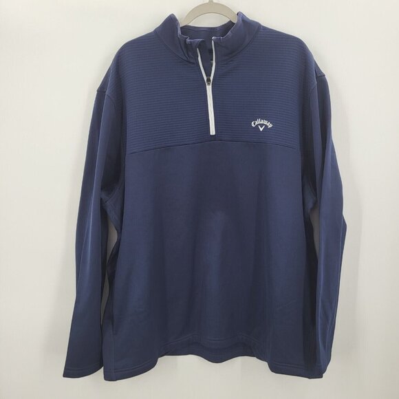 Callaway Golf Shirt Top Mens Sz XXL Navy 1/2 Zip Tawny Port Optic-Shield UPF 50 - Picture 1 of 9